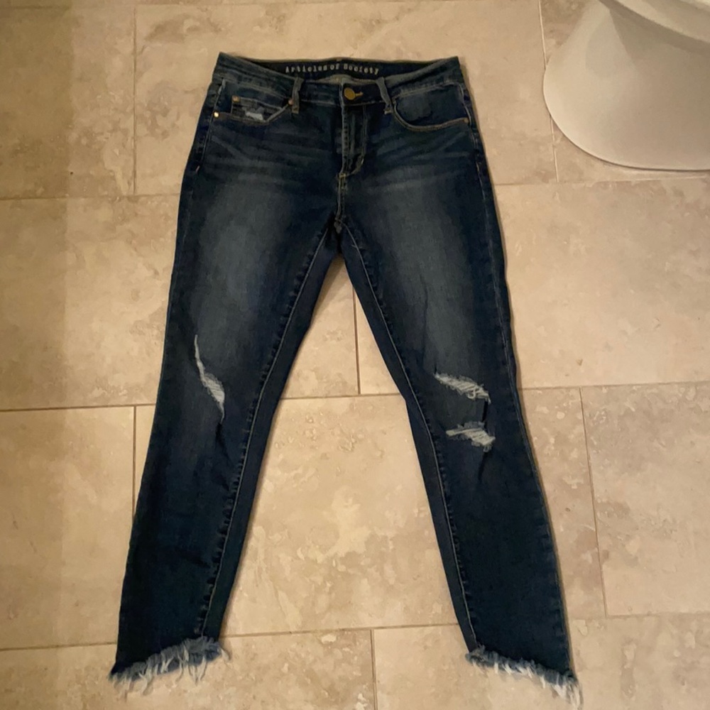 Sandal length fringe jeans